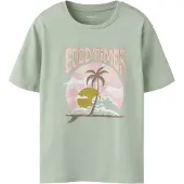 Name it KIDS T-shirt grijsgroen Meisjes Katoen Ronde hals Printopdruk - maat 116