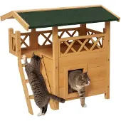PawHut Katzenhaus mit Treppe und Dach D30-076V02
