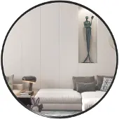 HOMCOM Wall Mirror Aluminiumlegierung, Glas 61L x 1B x 61H cm Schwarz