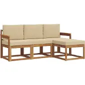 vidaXL Buiten bank set 4 st Natuurlijk en Beige