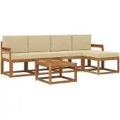 vidaXL Buiten bank set 6 st Natuurlijk en Beige