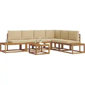 vidaXL 7 st Buiten bank set Massief Acacia Hout en Polyester