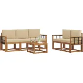 vidaXL Buiten bank set 6 st Natuurlijk en Beige