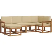 vidaXL Buiten bank set 6 st Natuurlijk en Beige