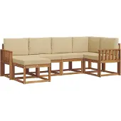 vidaXL Buiten bank set 6 st Natuurlijk en Beige