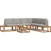 vidaXL 7 st Buiten bank set Massief Acacia Hout en Polyester