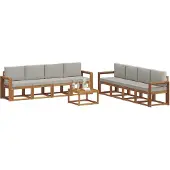 vidaXL Buiten bank set 9 st Natuurlijk en Licht Grijs