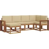 vidaXL Buiten bank set 6 st Natuurlijk en Beige