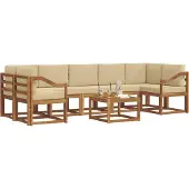 vidaXL Buiten bank set 8 st Natuurlijk en Beige