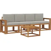 vidaXL Buiten bank set 5 st Natuurlijk en Licht Grijs