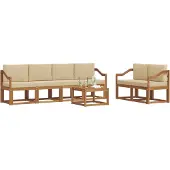 vidaXL Buiten bank set 7 st Natuurlijk en Beige