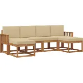 vidaXL Buiten bank set 6 st Natuurlijk en Beige