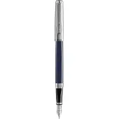 Waterman Exception vulpen | Metaal-blauwe lak met palladium detail en Geëtste dop | 18K Gouden medium penpunt | met Geschenkdoos