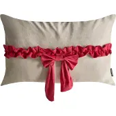 Beliani BELLE - Sierkussen set van 2 - Taupe/Rood - Fluweel