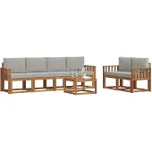 vidaXL Buiten bank set 7 st Natuurlijk en Licht Grijs