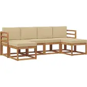 vidaXL Buiten bank set 6 st Natuurlijk en Beige