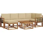 vidaXL Buiten bank set 7 st Natuurlijk en Beige