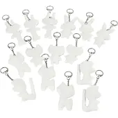 Creotime sleutelhangerfiguren 6 10 cm katoen wit 15 stuks