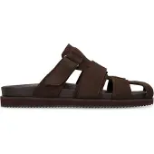 Manfield Donkerbruine suède slippers | Maat 43