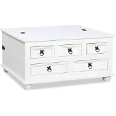 Ebuy24 Dekenkist met laden wit salontafel New Mexico.