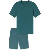 Schiesser Pyjama kort ' Casual Essentials ' groen