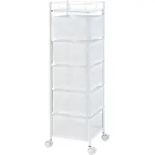 En.casa Keukentrolley Sunndal met 5 manden 94,5x27x27 cm wit