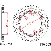 JT Sprockets Yamaha Jta853.46blk Aluminium Achtertandwiel