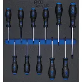 Bgs Accessoires voor gereedschapskoffers, Werkplaatswagen inzetstuk 2/3: Schroevendraaier T-profiel (voor Torx) T6 - T40 11-delig.