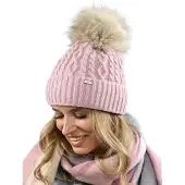 Alur - Wintermuts met Pompon - Roze - Polar Fleece Voering