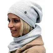 Alur - Dameswinterset - Lichtgrijs - Beanie - Sjaal - Acryl en Wol