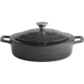 Aps Braadpan met deksel 3L gietijzer antraciet, Pan + steelpan, Grijs