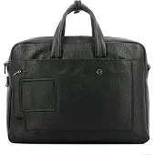 Piquadro Aktetas leer 44 cm laptop compartiment zwart