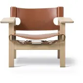 Fredericia Furniture De Spaanse stoel fauteuil Leer cognac-gezeepte eik