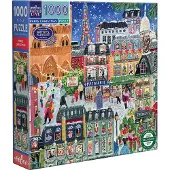 Eeboo Piece & Love: Paris Kerst - 1000 Stukjes Puzzel - 23" Volwassen Legpuzzel, Jennifer Orkin Lewis