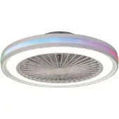 Valotorni LED plafondventilator Gamer wit DC stil Ø 47 cm CCT RGB Gamer, dimbaar, wit / opaal, Woon-/ Eetkamer, Kunststof, Modern