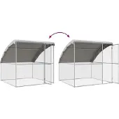 vidaXL Kippenkooi met 2 deuren 2 st Zilver 400x200x200cm Staal en PE