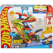 Hot Wheels City Transformerende Stuntgarage speelset en metalen speelauto