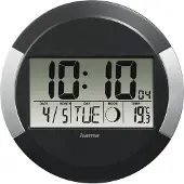 Hama Wandklok "PP-245" (radio-gestuurd DCF, tikvrije klok, digitaal, met led, draadloos, met batterijen, 24-uurs formaat,