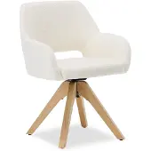 Homestyle4u Eetkamerstoel, draaibaar, gestoffeerde stoel met armleuningen, teddy stof, wit. Draaistoel voor de eetkamer, fauteuil, modern, keukenstoel