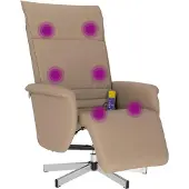 vidaXL Massagestoel verstelbaar met voetensteun kunstleer cappuccino