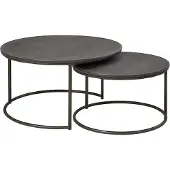 Starfurn Salontafel Coco Black | 70 cm | Set van 2 (Zwart, 70x70x40 diameter: 70cm)