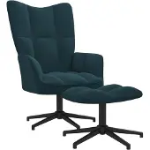 vidaXL Relaxstoel met voetenbank fluweel blauw