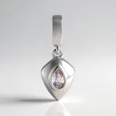 Cavill - Zilveren Hanger - 925 Sterling Zilver - Ouro Preto Pink Topaas 0,187 ct Peervormig - Modern Minimalistisch Sieraad 23x8 mm