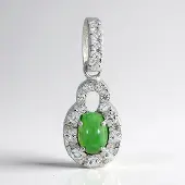 Cavill - Zilveren hanger met chrysopraas 0,54ct & witte topazen 0,94ct - 925 Sterling Zilver - Ovaal cabochon - Elegante hanger