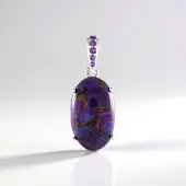 Cavill - Elegante 925 Sterling Zilver Hanger - 8,993 ct Ovale Purper Mojave Koper Turkoois - Zambia Amethist Accenten - Paarse Sieraden