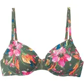 LASCANA Bikinitop 'Malia' groen / donkeroranje / pink / wit