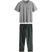 Next Pyjama lang 'Guinness' cyaan blauw / pasteelgeel / grijs / antraciet