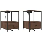 vidaXL Nachtkastje 2 st Bruin Eiken 42 x 41 x 56 cm Bewerkt hout