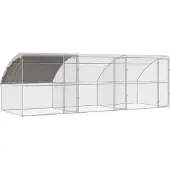 vidaXL Kippenhok met 3 deuren 3 st Zilver 600x200x200cm Staal en PE