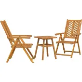 vidaXL Tuin Eettafel Set 3 st Bruin Massief Acacia Hout